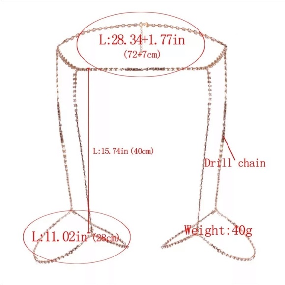 Silver Crystal Rhinestone Thigh Waist Body Chain - Picture 4 of 4